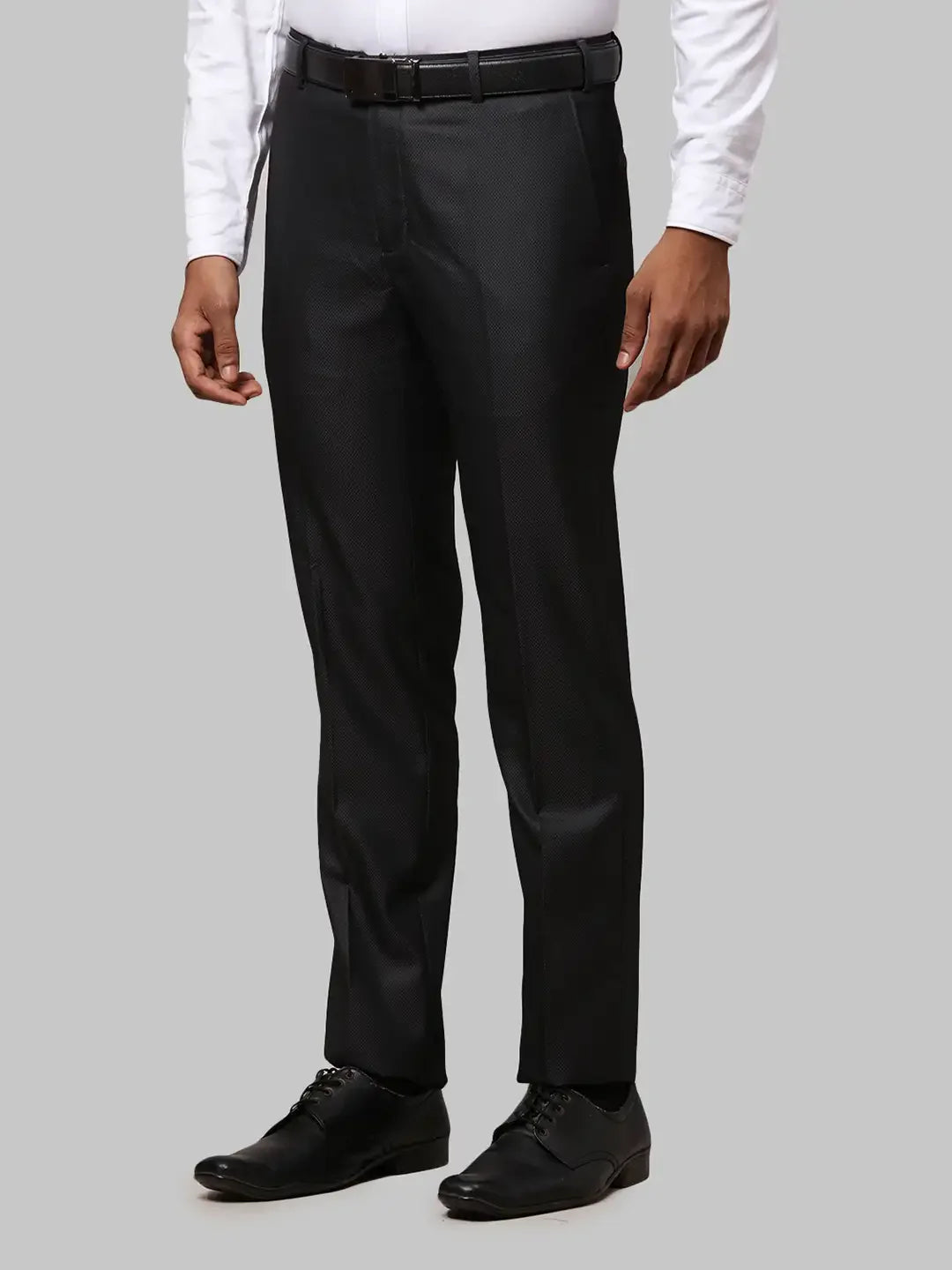 Men Black Slim Fit Polyester Blend Trouser
