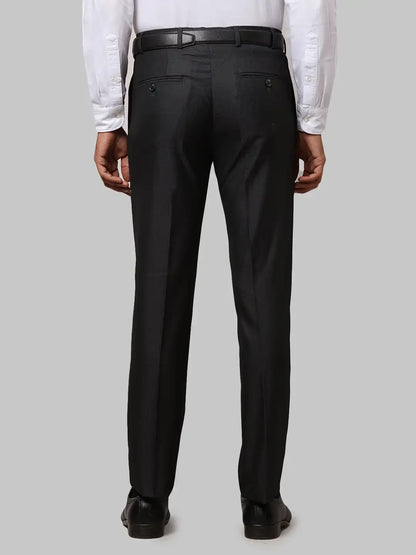 Men Black Slim Fit Polyester Blend Trouser