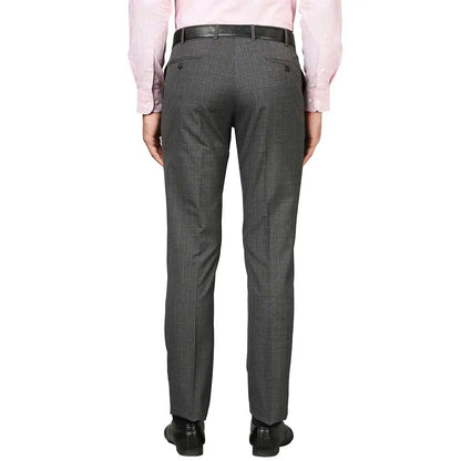 Men Grey Slim Fit Checks Polyester Blend Trouser
