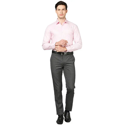 Men Grey Slim Fit Checks Polyester Blend Trouser