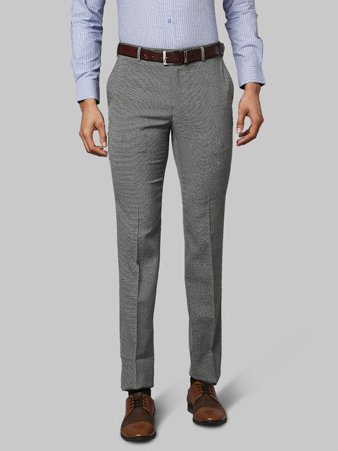 Raymond Men Grey Slim Fit Structured Trouser