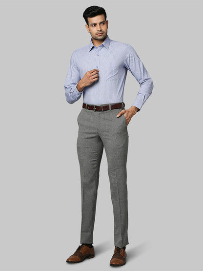 Raymond Men Grey Slim Fit Structured Trouser