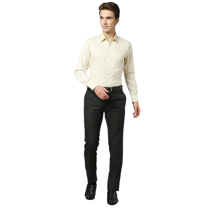 Men Grey Slim Fit Checks Polyester Blend Trouser