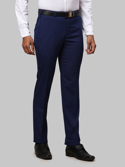 Raymond Men Blue Self Design Slim Fit Trouser