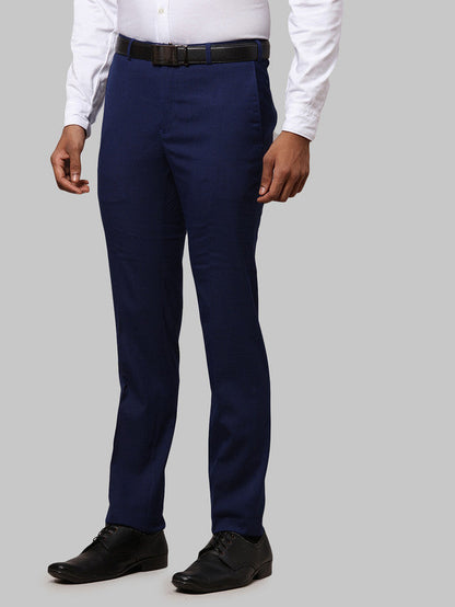 Raymond Men Blue Self Design Slim Fit Trouser