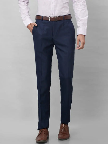 Raymond Men Blue Structure Slim Fit Polyester Blend Trouser