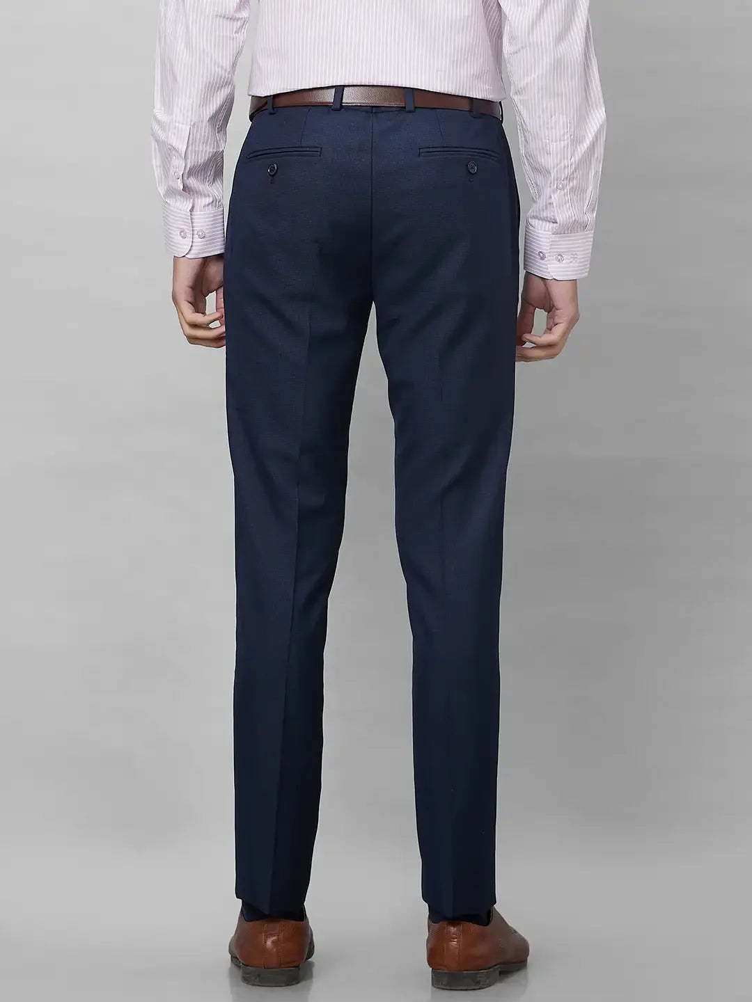 Raymond Men Blue Structure Slim Fit Polyester Blend Trouser