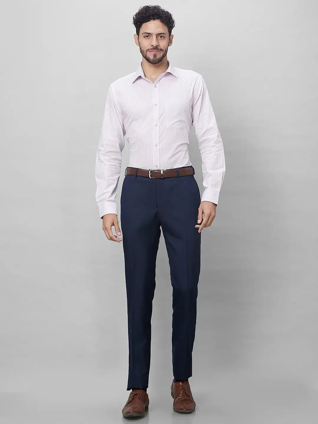 Raymond Men Blue Structure Slim Fit Polyester Blend Trouser