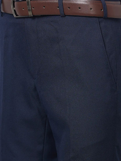 Raymond Men Blue Structure Slim Fit Polyester Blend Trouser