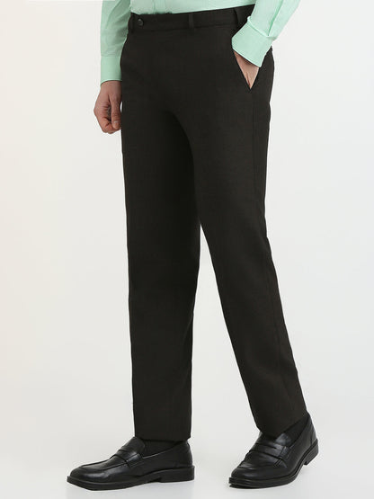 Raymond Men Brown Solid Slim Fit Polyester Blend Trouser