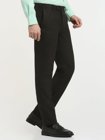 Raymond Men Brown Solid Slim Fit Polyester Blend Trouser