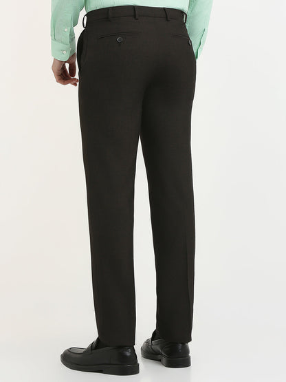 Raymond Men Brown Solid Slim Fit Polyester Blend Trouser