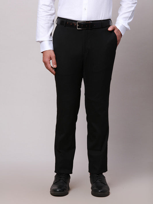 Raymond Black Solid Slim Fit Polyester Blend Trouser