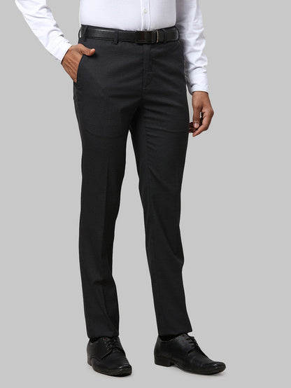 Raymond Grey Structure Slim Fit Polyester Blend Trouser