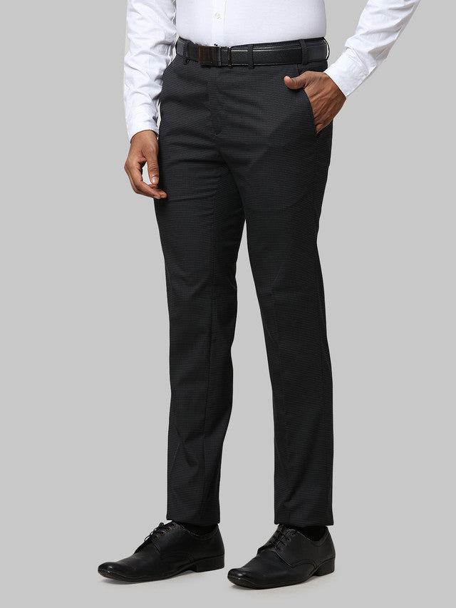 Raymond Grey Structure Slim Fit Polyester Blend Trouser