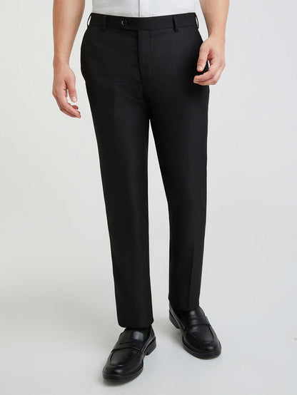 Raymond Men Black Structure Slim Fit Polyester Blend Trouser