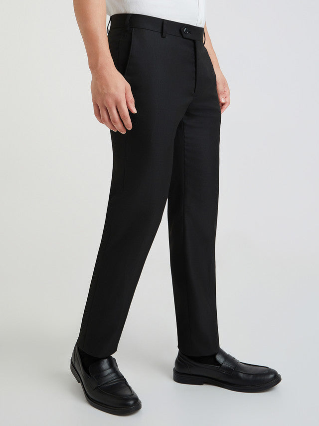 Raymond Men Black Structure Slim Fit Polyester Blend Trouser