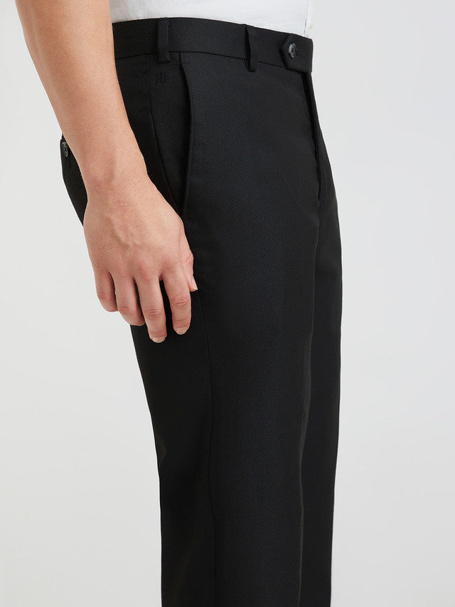 Raymond Men Black Structure Slim Fit Polyester Blend Trouser