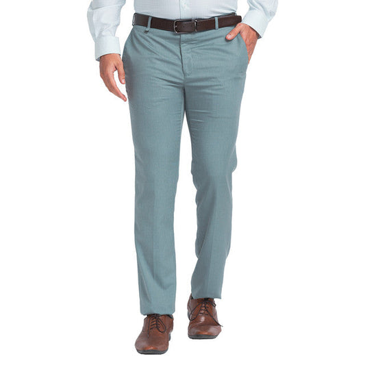 Raymond Men Green Self Design Slim Fit Trouser