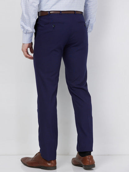 Raymond Men Blue Solid Slim Fit Polyester Blend Trouser