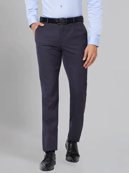 Men Violet Slim Fit Solid Polyester Blend Trouser