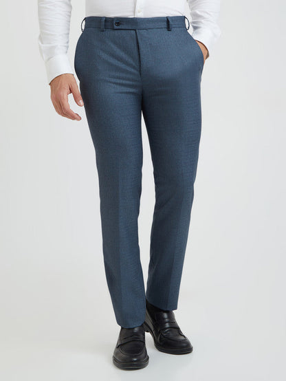 Raymond Men Blue Checks Slim Fit Polyester Blend Trouser