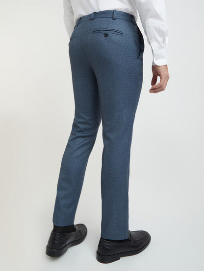 Raymond Men Blue Checks Slim Fit Polyester Blend Trouser