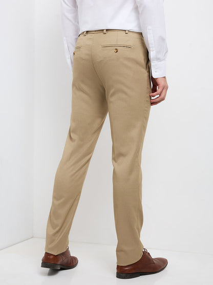 Raymond Men Brown Structure Slim Fit Polyester Blend Trouser
