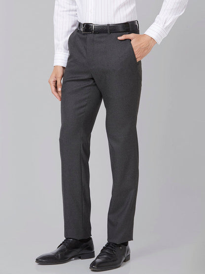 Raymond Men Grey Structure Slim Fit Polyester Blend Trouser