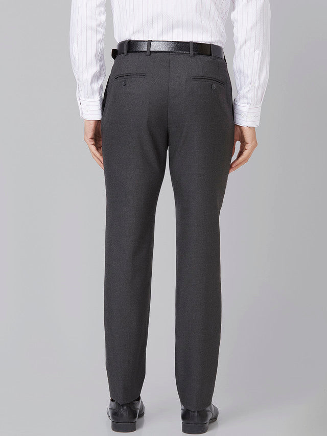 Raymond Men Grey Structure Slim Fit Polyester Blend Trouser