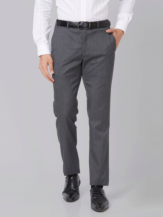 Raymond Grey Stripe Slim Fit Polyester Blend Trouser