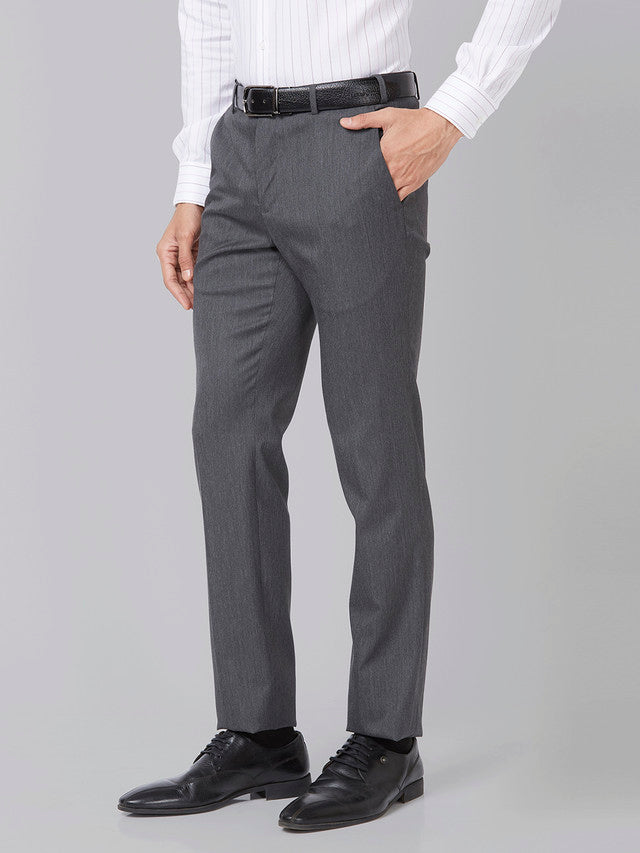 Raymond Grey Stripe Slim Fit Polyester Blend Trouser