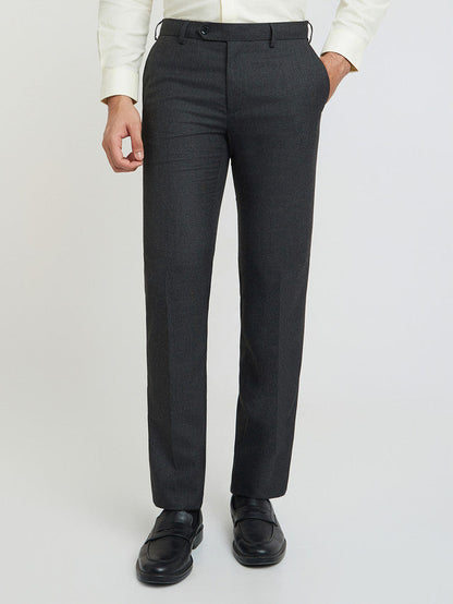 Raymond Grey Structure Slim Fit Polyester Blend Trouser