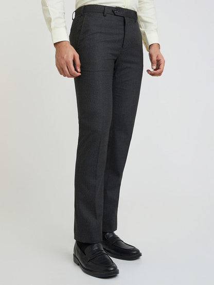 Raymond Grey Structure Slim Fit Polyester Blend Trouser
