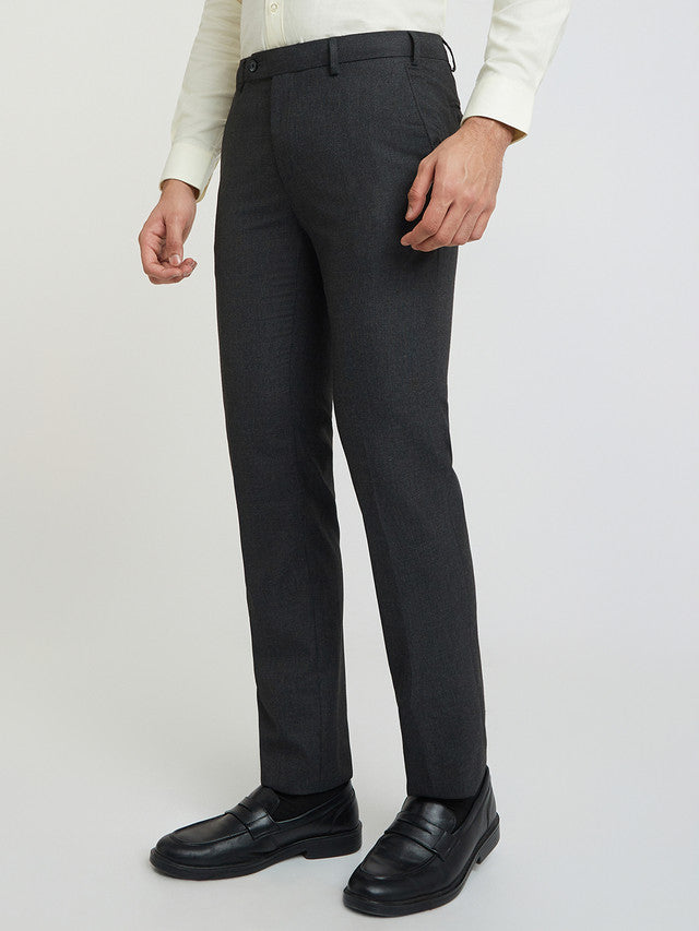 Raymond Grey Structure Slim Fit Polyester Blend Trouser