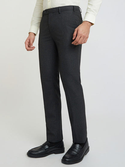 Raymond Grey Structure Slim Fit Polyester Blend Trouser