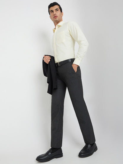 Raymond Grey Structure Slim Fit Polyester Blend Trouser