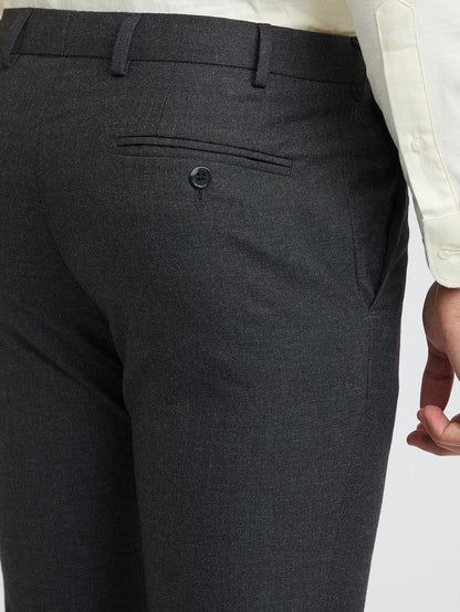 Raymond Grey Structure Slim Fit Polyester Blend Trouser