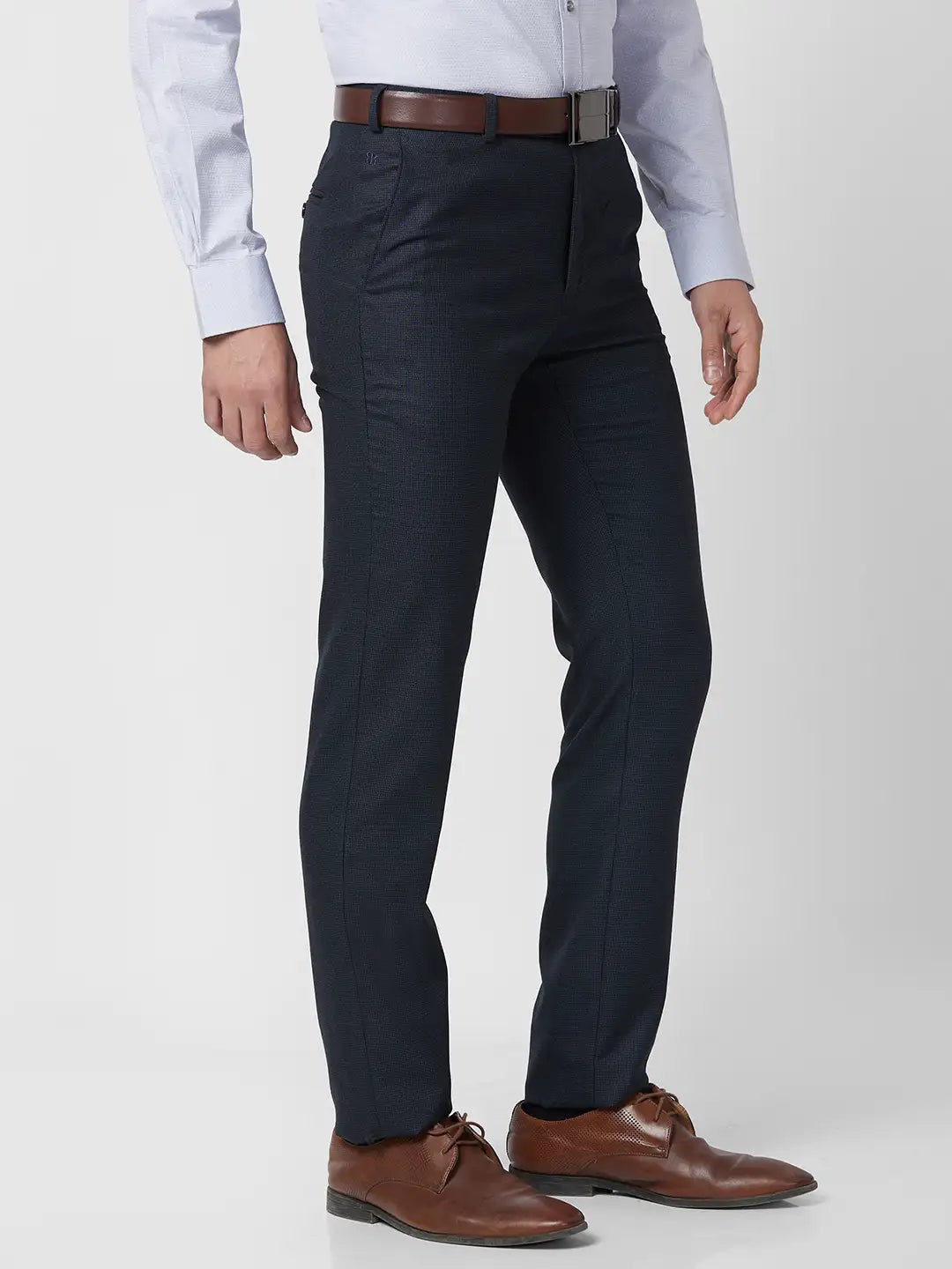 Raymond Men Blue Structure Slim Fit Polyester Blend Trouser