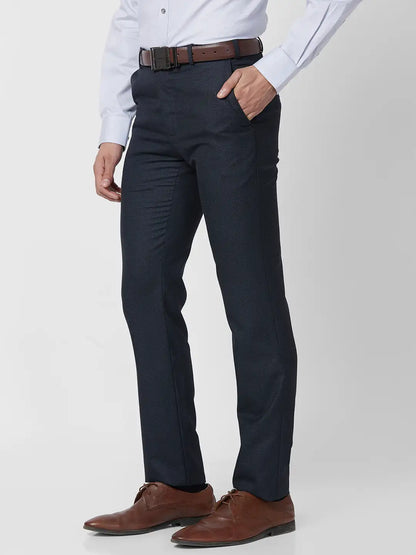Raymond Men Blue Structure Slim Fit Polyester Blend Trouser