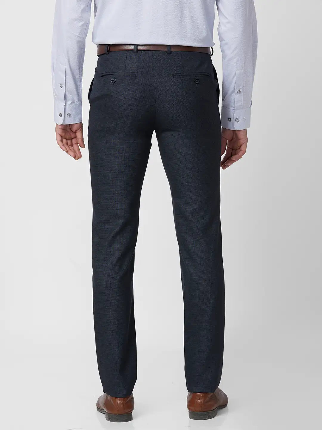 Raymond Men Blue Structure Slim Fit Polyester Blend Trouser