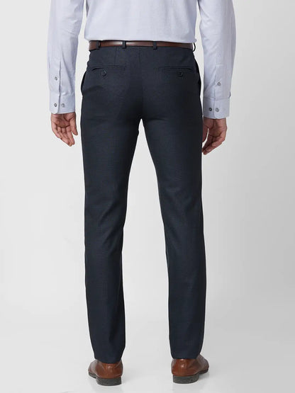 Raymond Men Blue Structure Slim Fit Polyester Blend Trouser