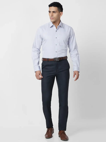 Raymond Men Blue Structure Slim Fit Polyester Blend Trouser