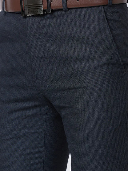Raymond Men Blue Structure Slim Fit Polyester Blend Trouser