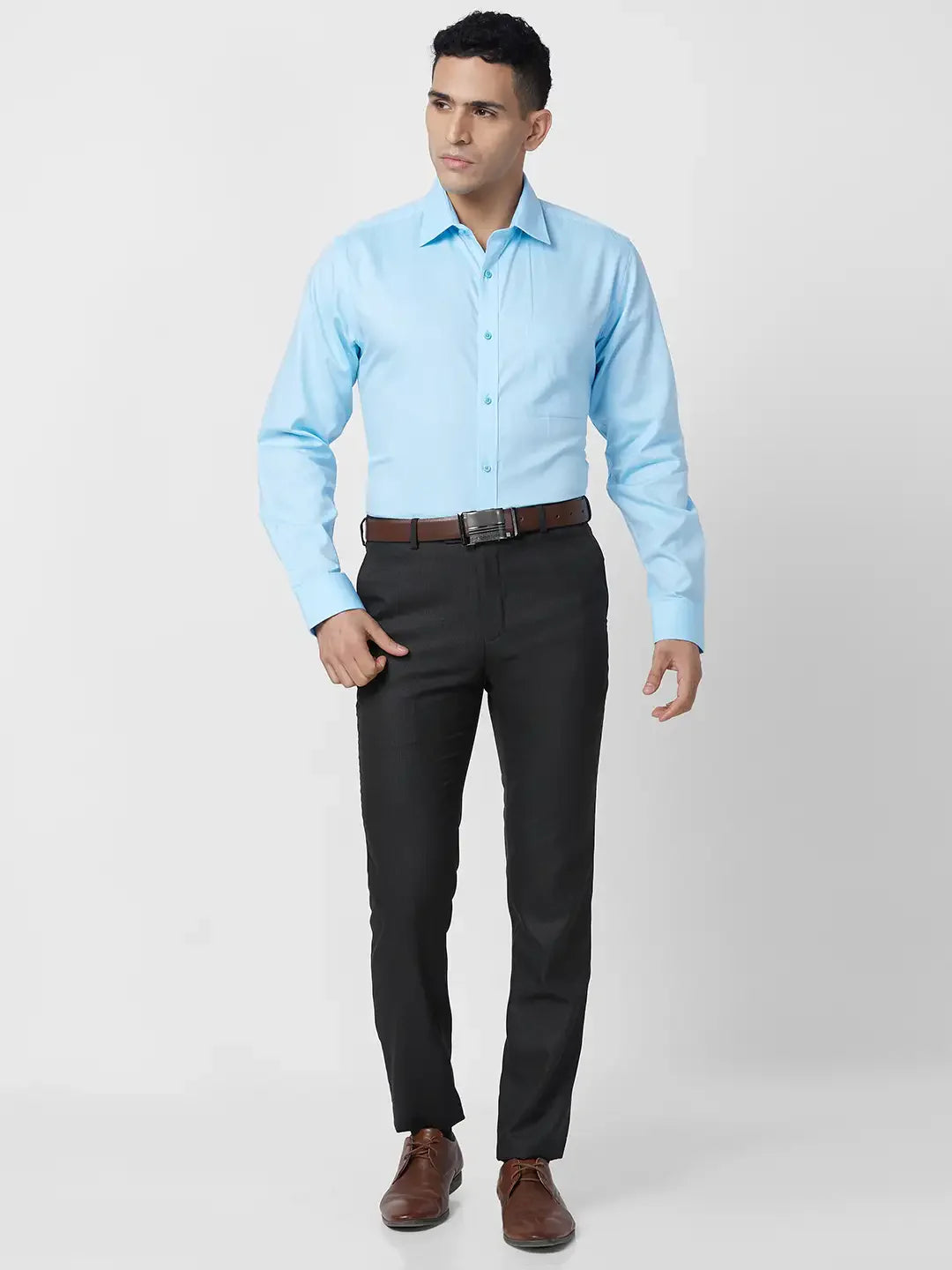 Raymond Men Grey Structure Slim Fit Polyester Blend Trouser