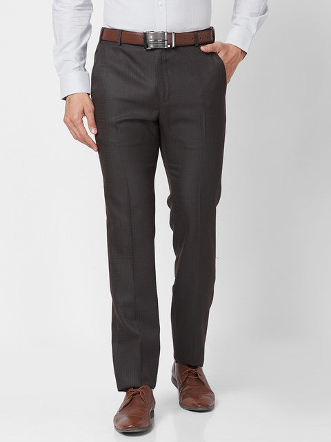 Raymond Men Brown Slim Fit Structured Trouser