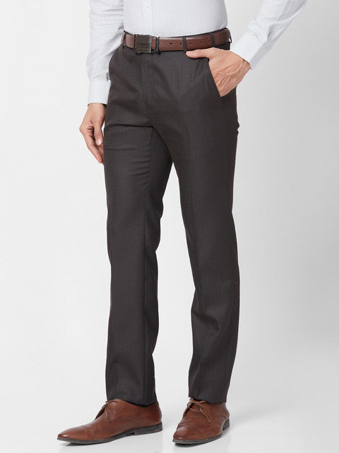Raymond Men Brown Slim Fit Structured Trouser