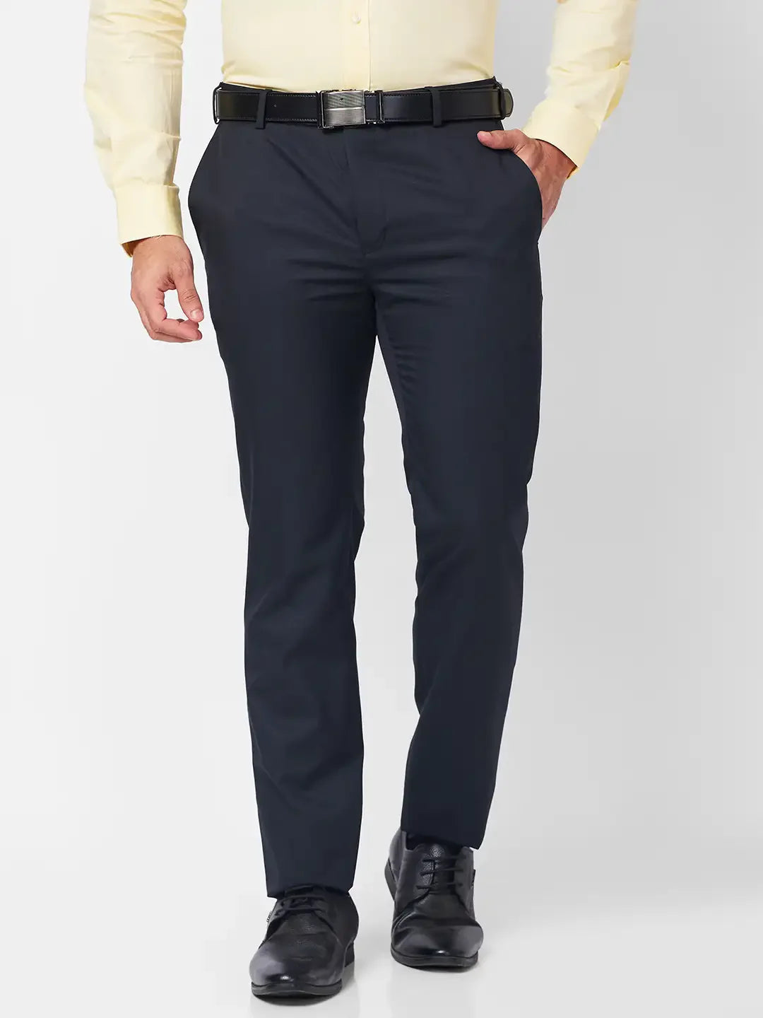 Raymond Men Blue Structure Slim Fit Polyester Blend Trouser
