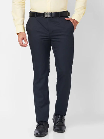 Raymond Men Blue Structure Slim Fit Polyester Blend Trouser