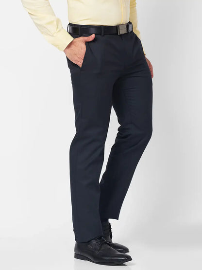 Raymond Men Blue Structure Slim Fit Polyester Blend Trouser